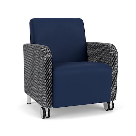Lesro Siena Guest Chair w/ Front Casters, Brushed Steel Legs, MD Ink Back, MD Ink Seat, RS Echo Panels SN1101